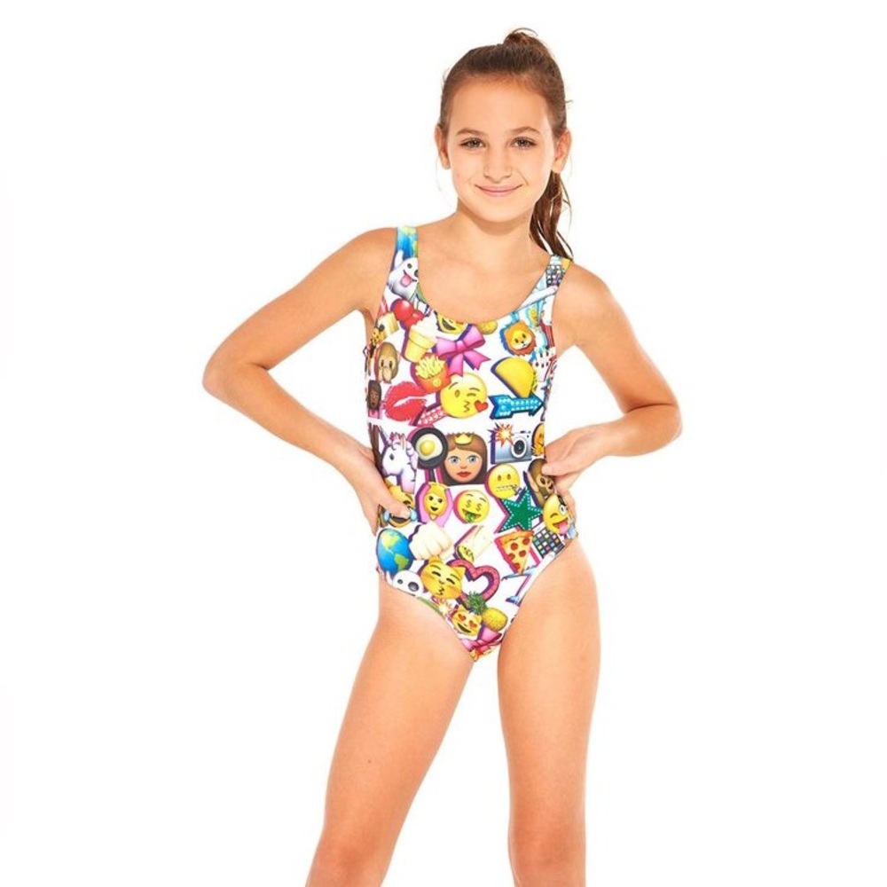 Terez White Emoji Sport One Piece Swim